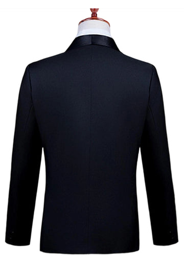 2 Piece Peak Lapel One Button Black Men's Suit with Beading